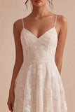 Floral Ivory A-Line Spaghetti Straps Short Graduation Dress