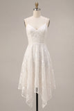 Floral Ivory A-Line Spaghetti Straps Short Graduation Dress