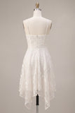 Floral Ivory A-Line Spaghetti Straps Short Graduation Dress