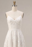 Floral Ivory A-Line Spaghetti Straps Short Graduation Dress