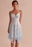 Floral Ivory A-Line Spaghetti Straps Short Graduation Dress