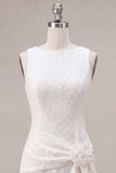 Floral White Jacquard Tight Short Graduation Dress with Slit