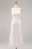 Floral White Ruched Thick Straps Long Graduation Dress