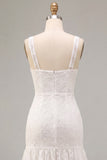 Floral White Ruched Thick Straps Long Graduation Dress