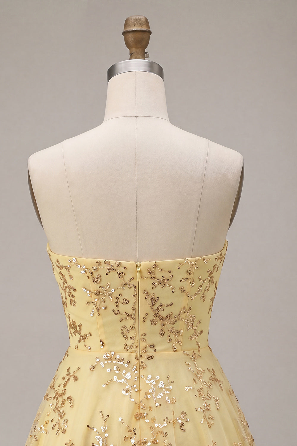 Corset Yellow Sparkly Sequin A-Line Short Homecoming Dress