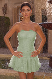 Floral Pink Beaded A-Line Short Homecoming Dress