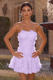 Floral Pink Beaded A-Line Short Homecoming Dress