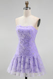 Floral Pink Beaded A-Line Short Homecoming Dress