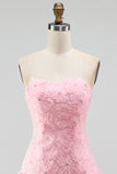 Floral Pink Beaded A-Line Short Homecoming Dress