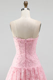 Floral Pink Beaded A-Line Short Homecoming Dress