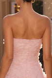 Floral Pink Beaded A-Line Short Homecoming Dress
