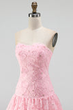 Floral Pink Beaded A-Line Short Homecoming Dress