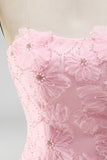 Floral Pink Beaded A-Line Short Homecoming Dress
