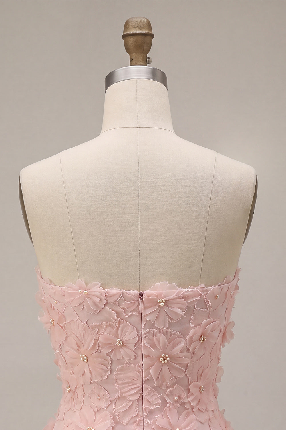 Floral Pink Beaded A-Line Short Homecoming Dress