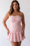 Floral Pink Beaded A-Line Short Homecoming Dress