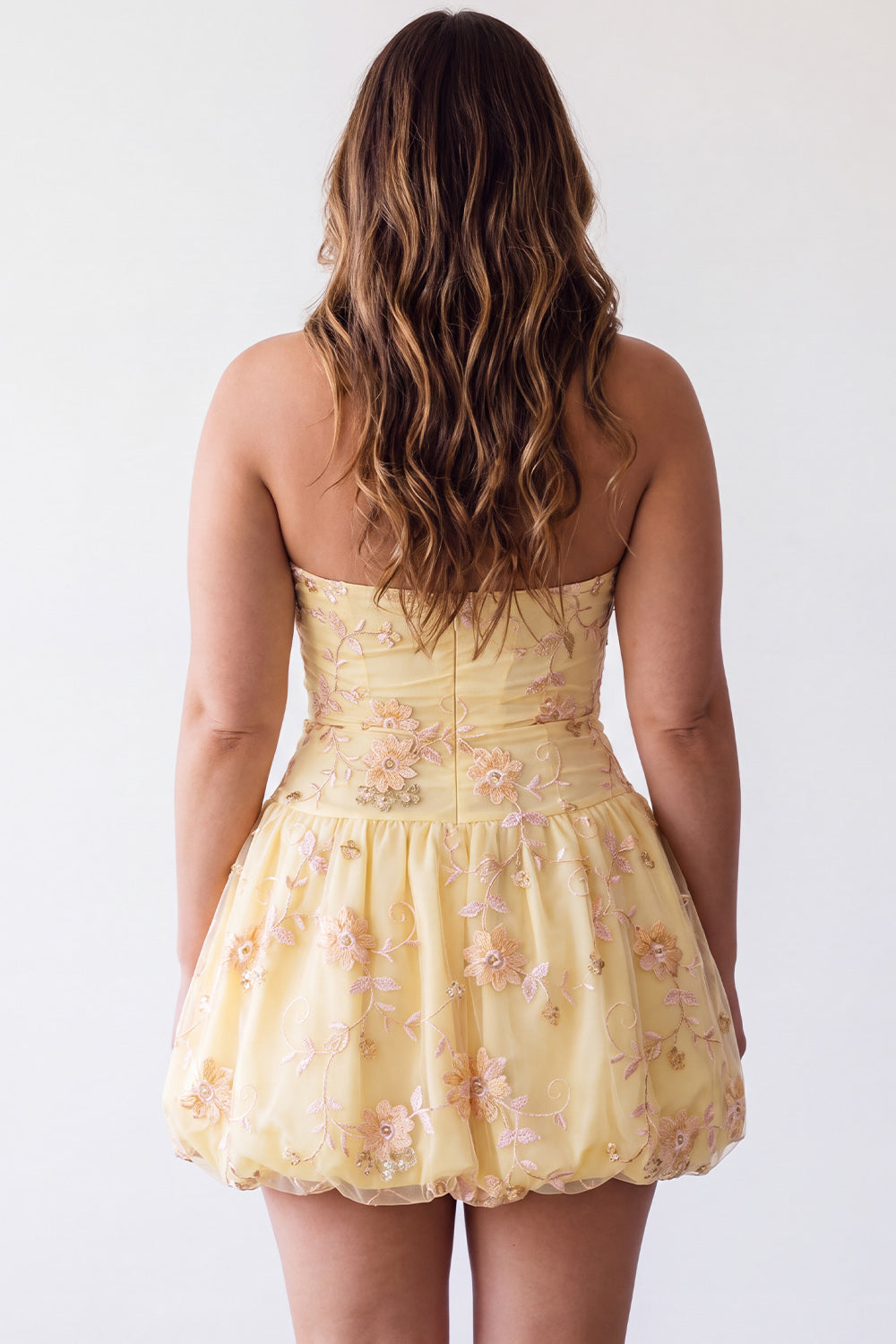 Floral Yellow Halter A-Line Short Corset Homecoming Dress