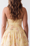 Floral Yellow Halter A-Line Short Corset Homecoming Dress