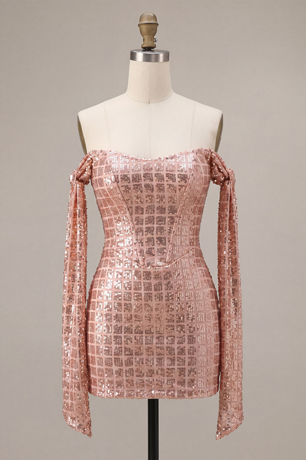 Sparkly Champagne Sequin Tight Short Homecoming Dress