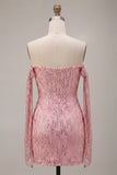 Sparkly Champagne Sequin Tight Short Homecoming Dress