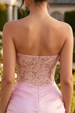 Sparkly Pink Ruched Corset Short Homecoming Dress with Rhinestones