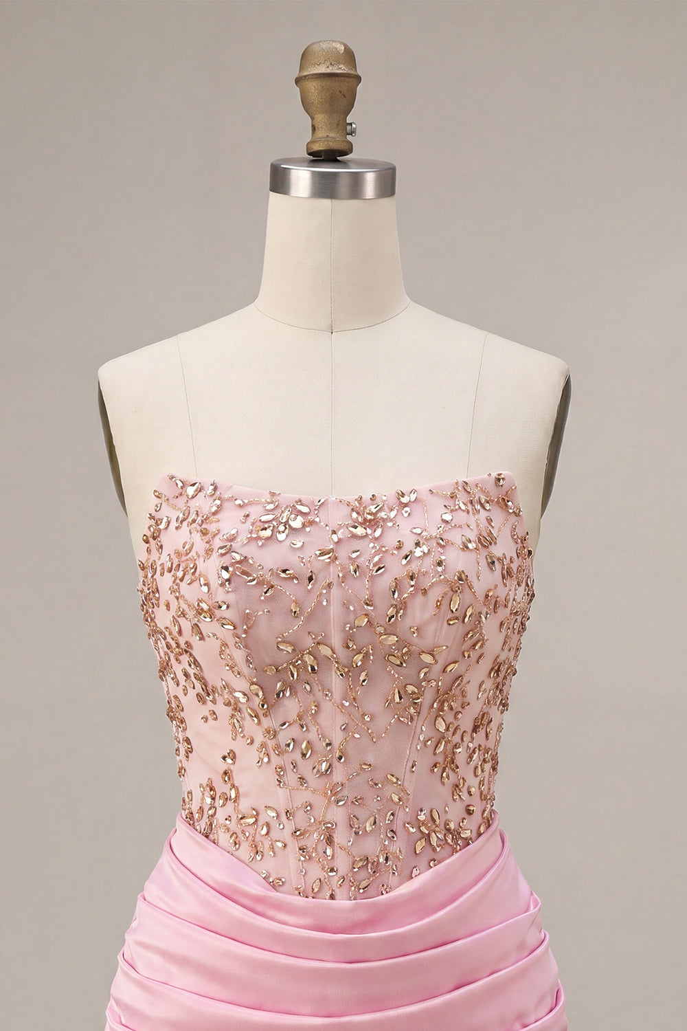 Sparkly Pink Ruched Corset Short Homecoming Dress with Rhinestones