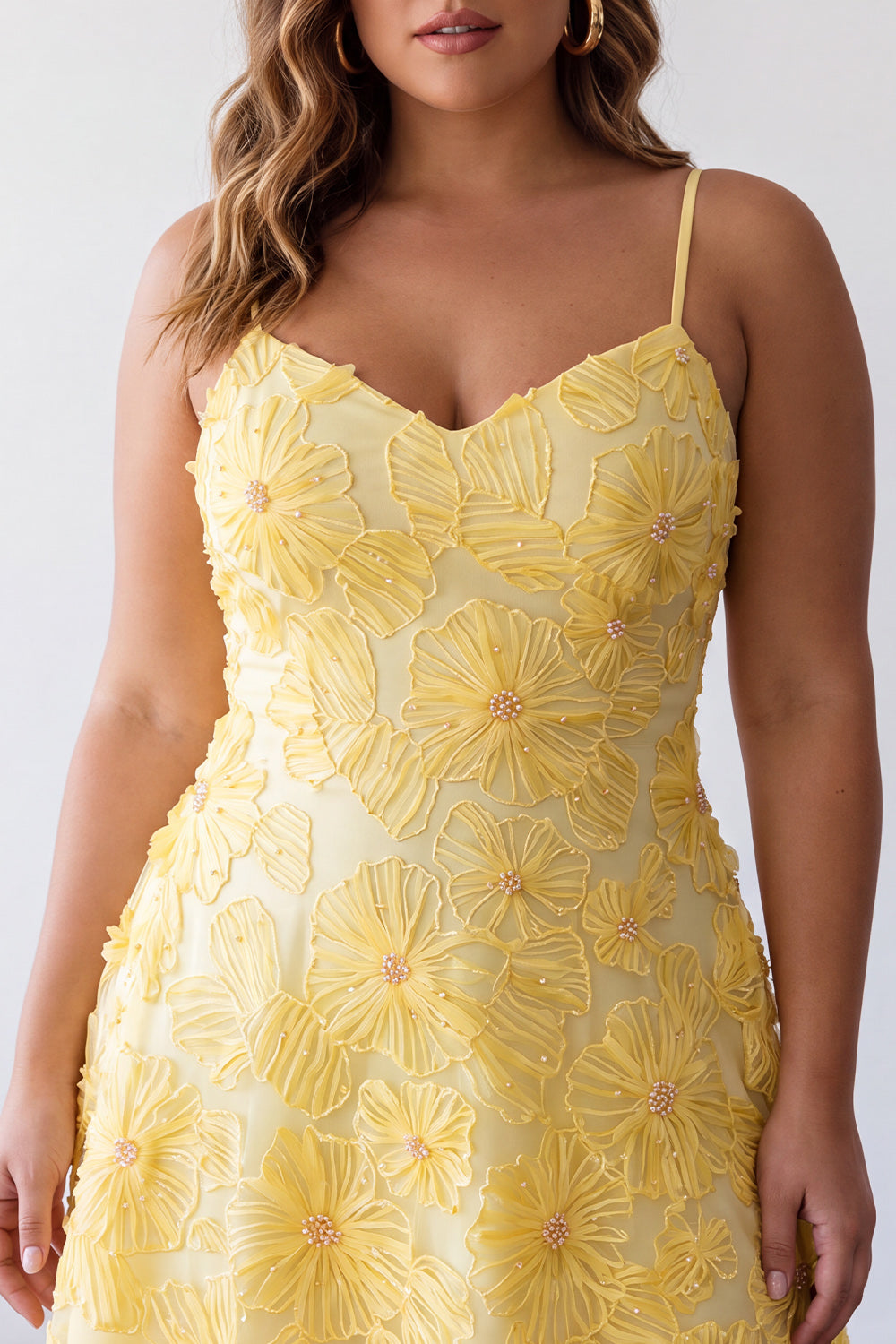 Floral Yellow Beaded A-Line Short Homecoming Dress