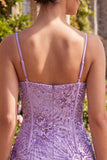 Sparkly Plum Sequin Corset Tight Short Homecoming Dress