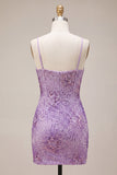 Sparkly Plum Sequin Corset Tight Short Homecoming Dress