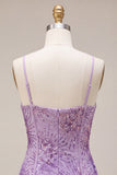 Sparkly Plum Sequin Corset Tight Short Homecoming Dress