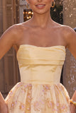 Sparkly Floral Light Yellow Sequin A-Line Short Homecoming Dress