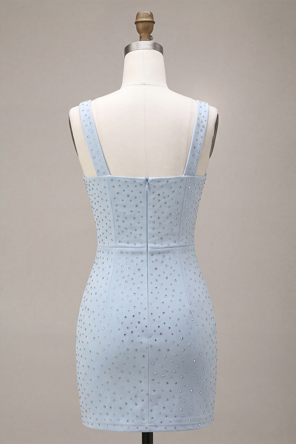 Sparkly Sky Blue Beaded Tight Short Homecoming Dress