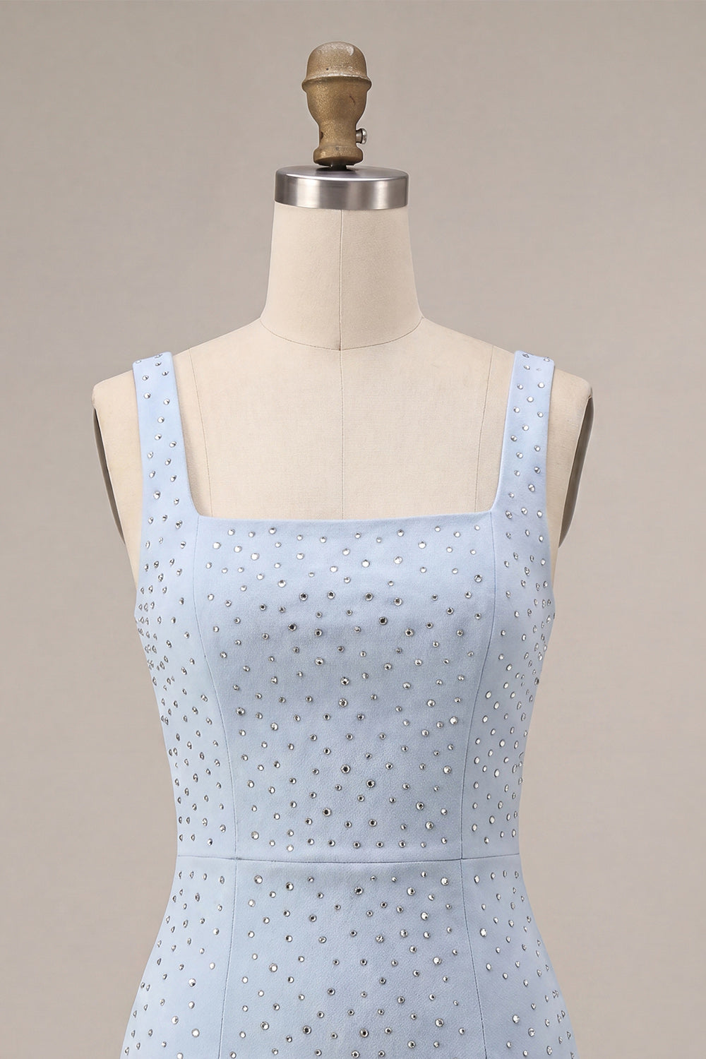 Sparkly Sky Blue Beaded Tight Short Homecoming Dress