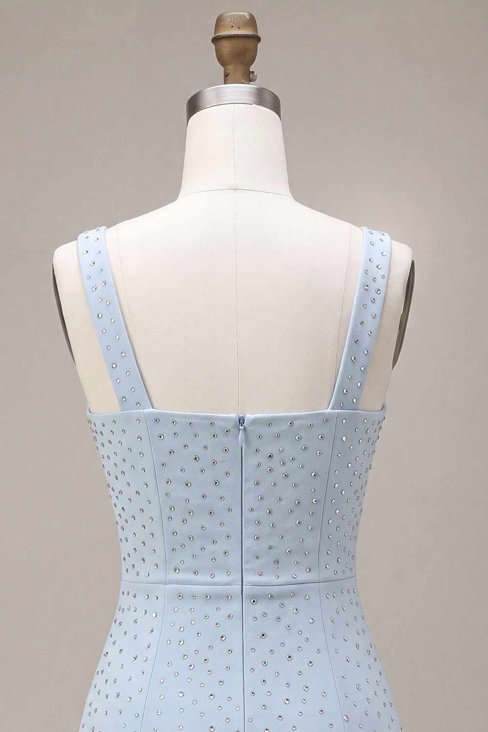 Sparkly Sky Blue Beaded Tight Short Homecoming Dress