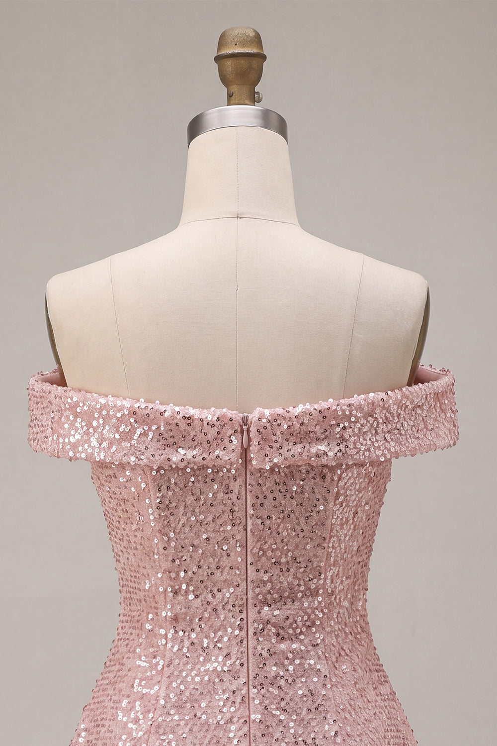 Sparkly Pink Sequin A-Line Off The Shoulder Short Homecoming Dress