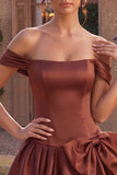 Desert Rose Satin A-Line Short Homecoming Dress with Bow
