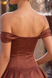 Desert Rose Satin A-Line Short Homecoming Dress with Bow