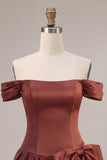 Desert Rose Satin A-Line Short Homecoming Dress with Bow