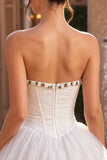 White Lace Corset A-Line Short Homecoming Dress with 3D Flowers