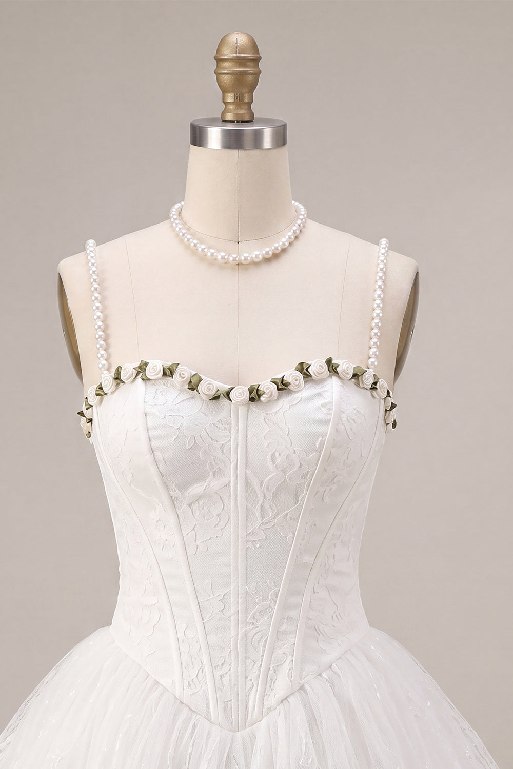 White Lace Corset A-Line Short Homecoming Dress with 3D Flowers