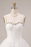 White Lace Corset A-Line Short Homecoming Dress with 3D Flowers