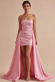 Sparkly Pink Sequin Tight Short Homecoming Dress with Cape