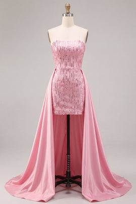 Sparkly Pink Sequin Tight Short Homecoming Dress with Cape