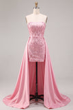 Sparkly Pink Sequin Tight Short Homecoming Dress with Cape