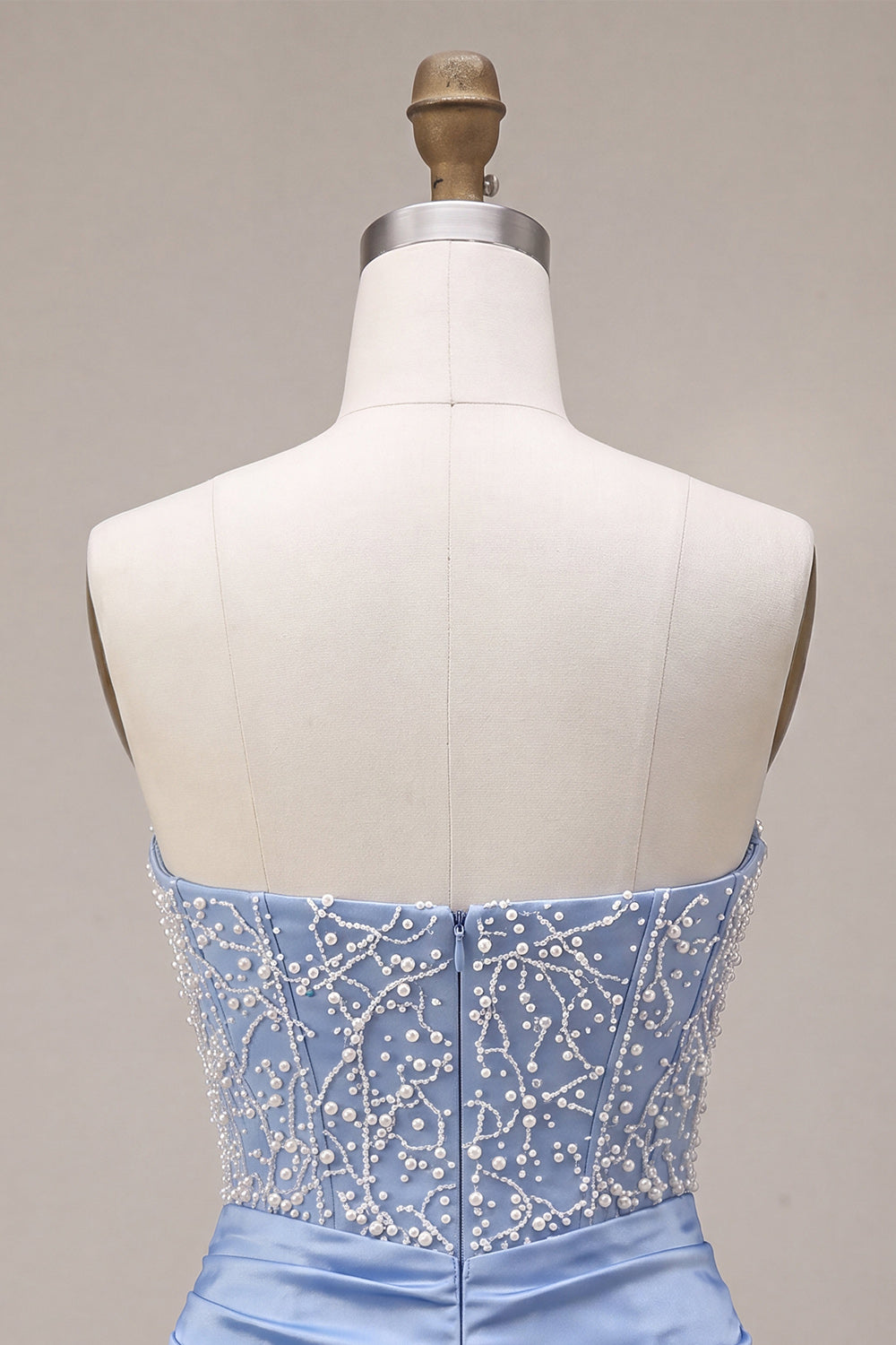 Sparkly Sky Blue Strapless Corset Beaded Tight Short Homecoming Dress