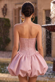 Sparkly Pink Beaded Sweetheart A Line Short Corset Homecoming Dress