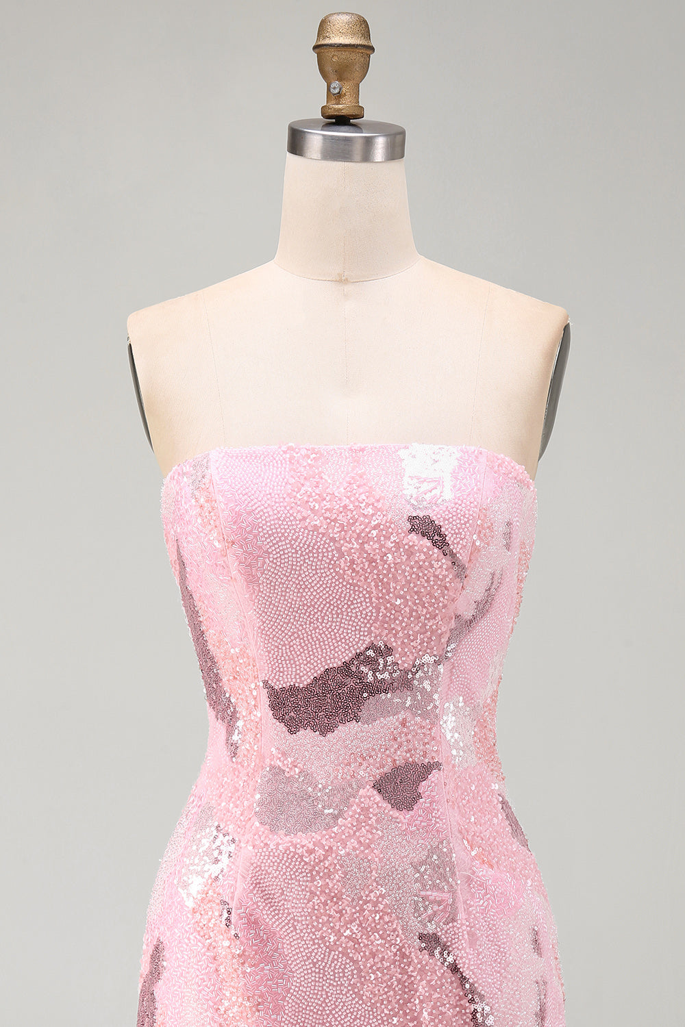 Sparkly Pink Sequins Tight Strapless Short Homecoming Dress