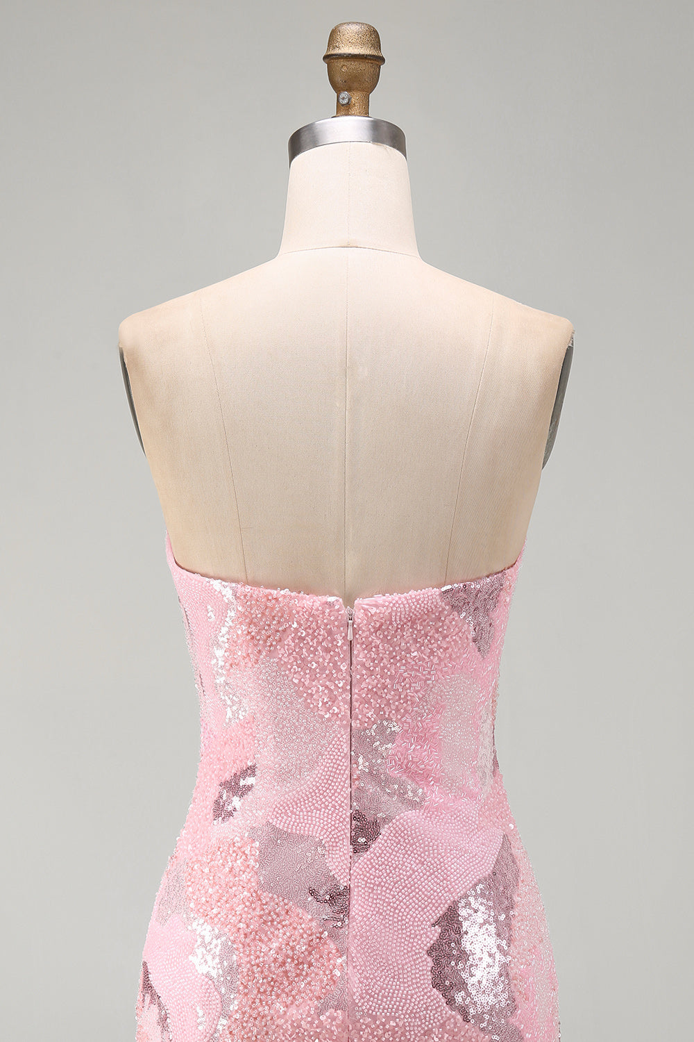 Sparkly Pink Sequins Tight Strapless Short Homecoming Dress
