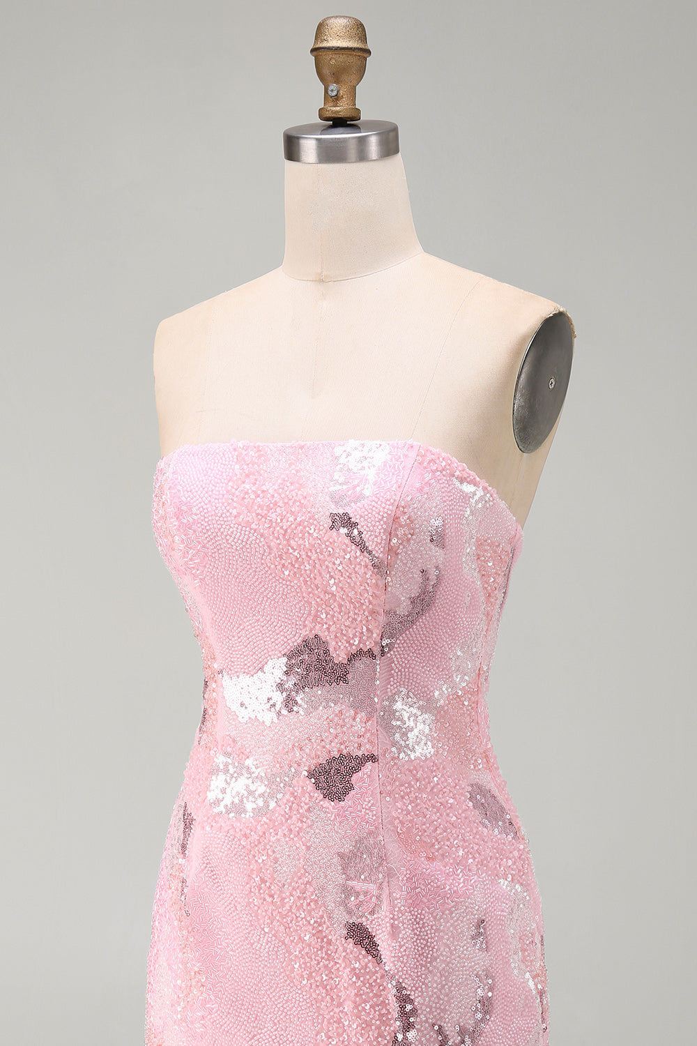 Sparkly Pink Sequins Tight Strapless Short Homecoming Dress