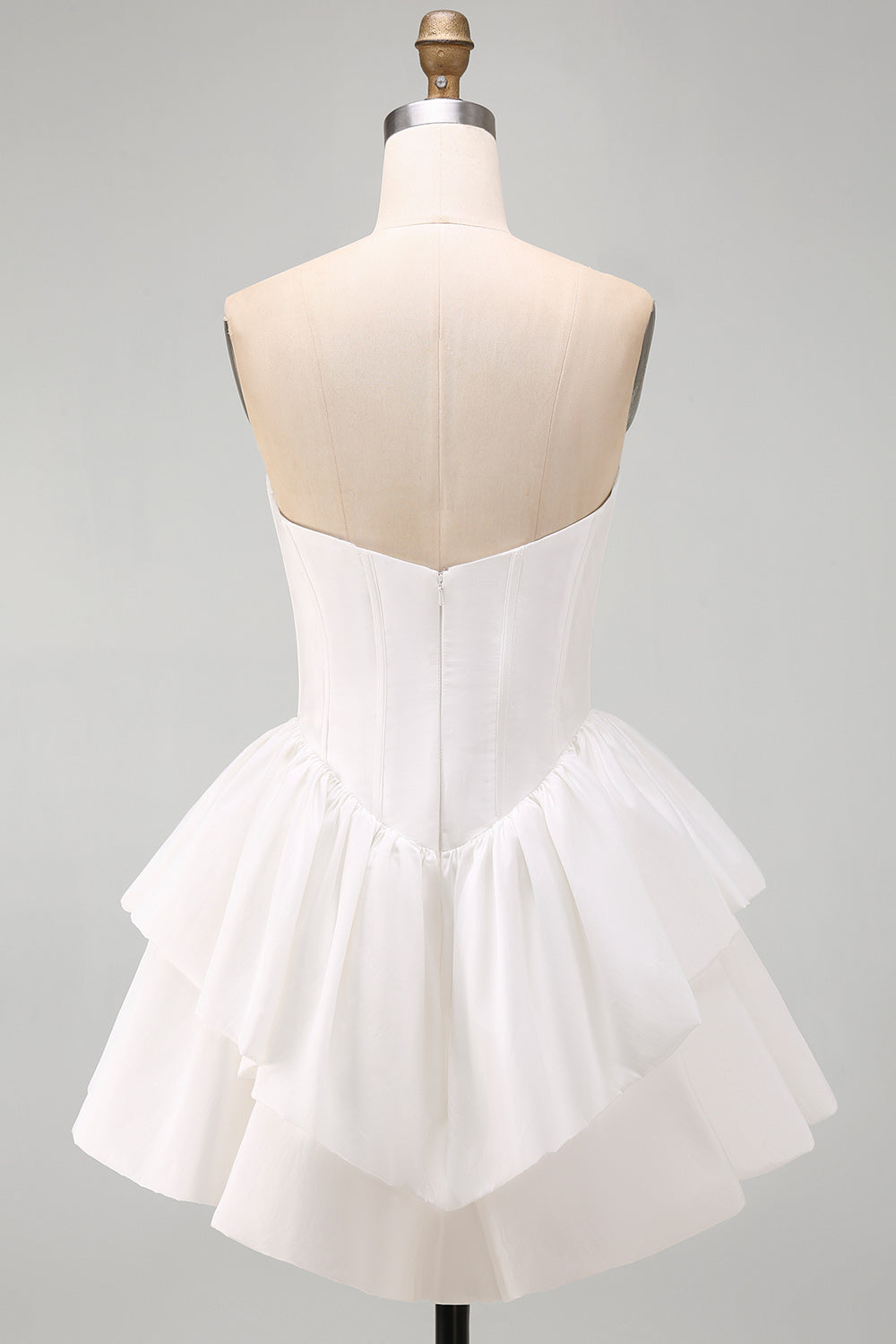 White Sweetheart A Line Tiered Short Corset Homecoming Dress