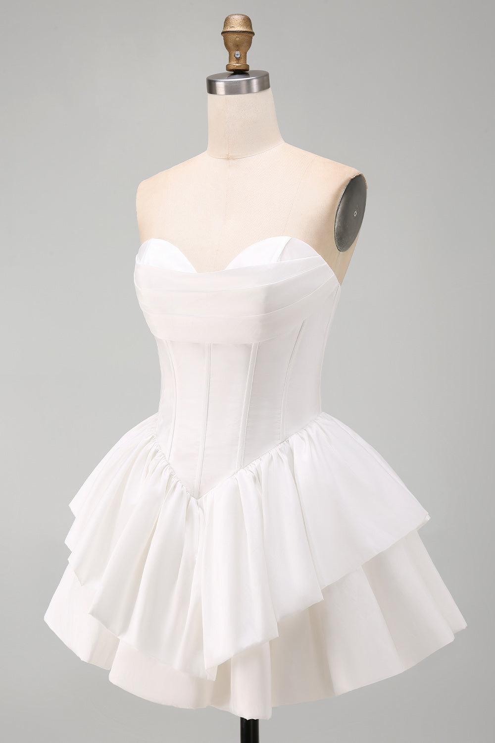 White Sweetheart A Line Tiered Short Corset Homecoming Dress